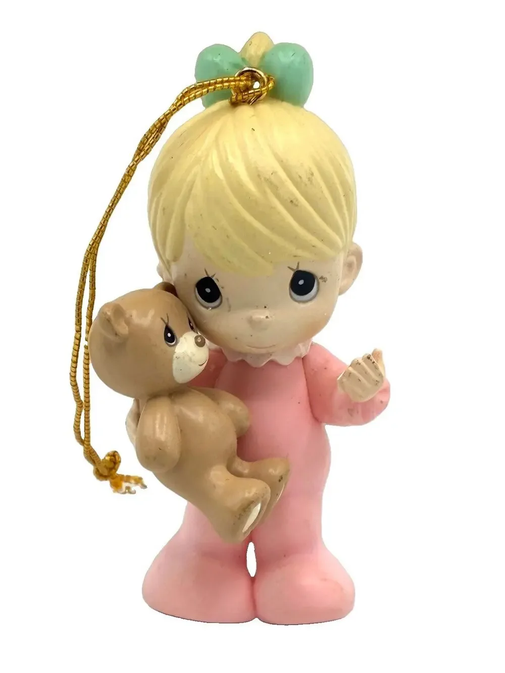 Vintage 1995 Precious Moments Girl Teddy Bear Christmas Ornament PMI